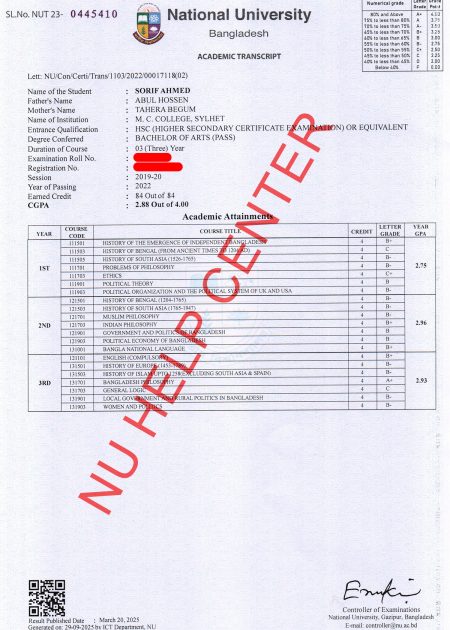 Degree Transcript